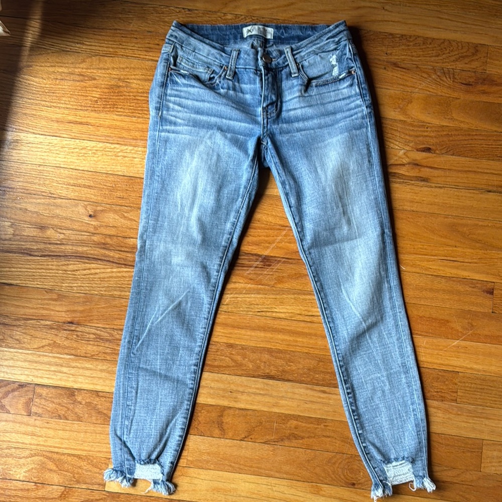 Blue Skinny Jeans with Rolled Ankles